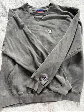 Champion Men’s Gray Crewneck Sweatshirt with Signature C Logos